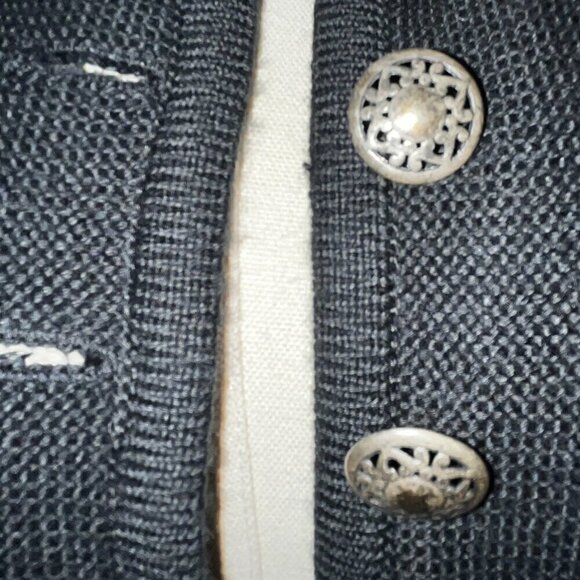 VINTAGE EUROPEAN Black Cardigan Sweater with Silver Decorative Buttons  No Label - Picture 5 of 10
